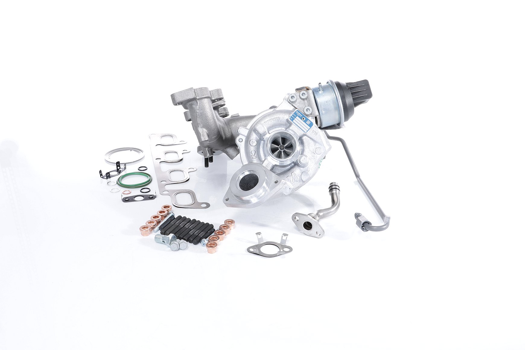 BTS TURBO Turbolader Abgasturbolader, mit Ölzulaufleitung, mit Ölablaufleitung, mit Anbau-/Befestigungsmaterial, TURBO SERVICE SET ORIGINAL T981421