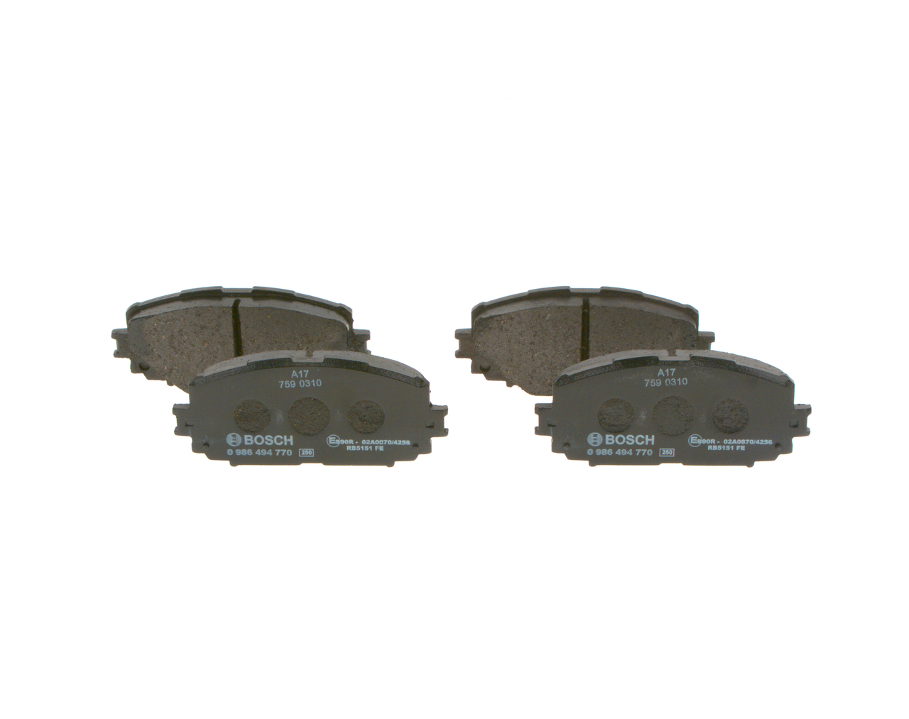 BOSCH 0 986 494 770 Тормозные колодки дисковые TOYOTA VERSO S (NLP12_, NCP12_, NSP12_) 1.5 (NCP120_, NCP122_) бензин 109 л.с. 2013