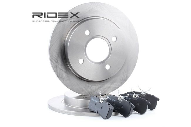 RIDEX 3405B0078 Remschijven en -blokken FORD FOCUS (DAW, DBW) 1.4 16V Benzine 75 Pk 2004 kosten