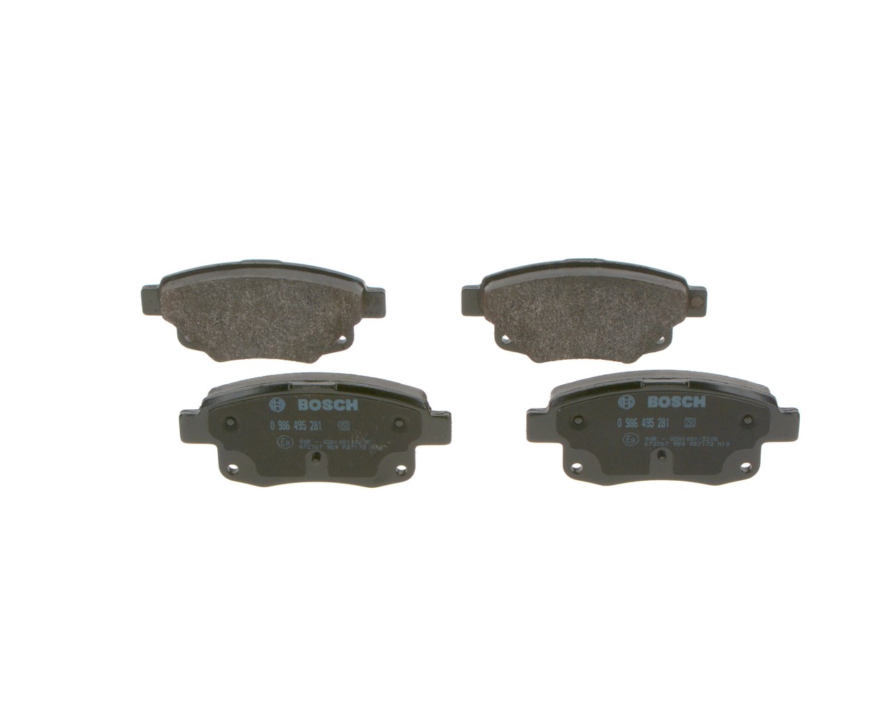 Pastilhas de travão BOSCH 0 986 495 281 adequados para RENAULT, BMW, VW, MERCEDES-BENZ, PEUGEOT barato